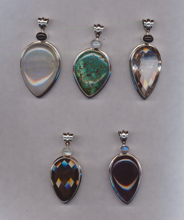 925 Silver Mix Gemstone Pendant 